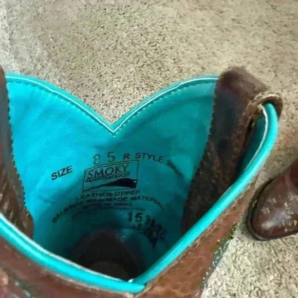 Smoky Mountain Western Cowboy Boots Brown Leather Floral Embroidered Girls 8.5 - Picture 4 of 5